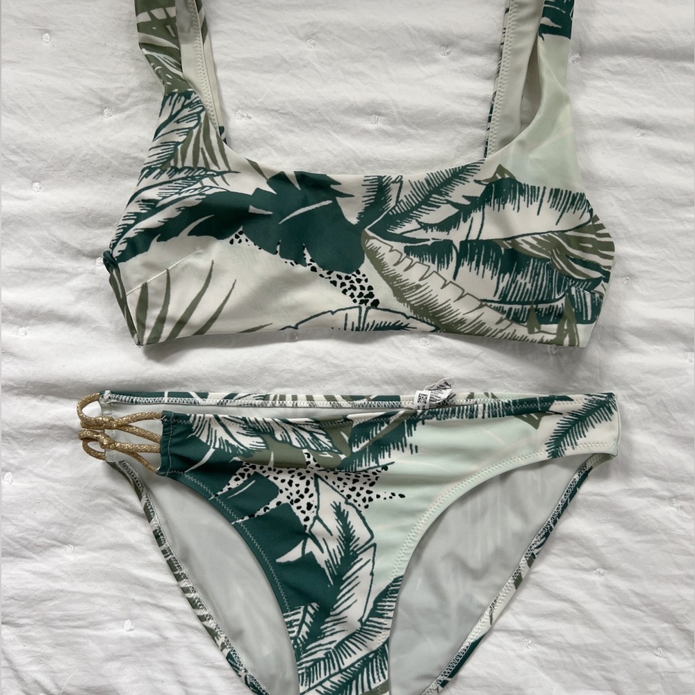 aerie green tropical bikini set